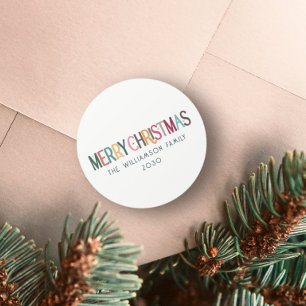 Vintage Farbenfrohe Weihnachten Niedlich Retro-Ste Runder Aufkleber