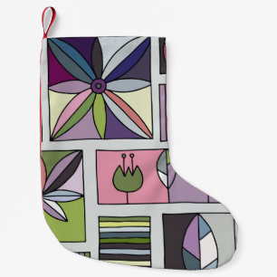 Vintage farbenfrohes, handgezeichnetes geometrisch kleiner weihnachtsstrumpf