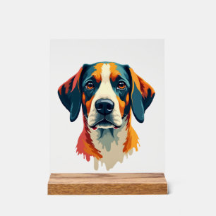 Vintage-farbenfrohes Hundeporträt im Pop-Art-Stil Acrylschild