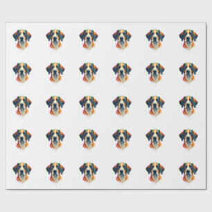 Vintage-farbenfrohes Hundeporträt im Pop-Art-Stil Geschenkpapier