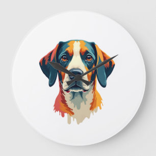 Vintage-farbenfrohes Hundeporträt im Pop-Art-Stil Große Wanduhr