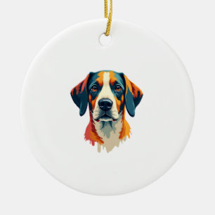 Vintage-farbenfrohes Hundeporträt im Pop-Art-Stil  Keramik Ornament