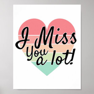Vintage farbenfrohes Ich-vermiss-dich-sehr-Herz. Poster
