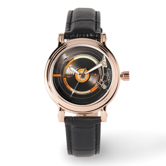 Vintage Farbflaschen: Retro-Vinyl-Aufnahme Armbanduhr (Vorderseite)