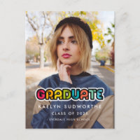 Vintage farbige Ankündigung von 80er Abschluss Fot