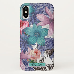 Vintage Farbige Blumen Ihr Name Case-Mate iPhone Hülle