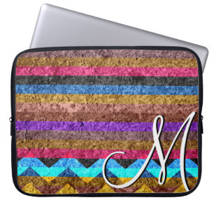 Vintage-Farbige Chevronstreifen Laptopschutzhülle