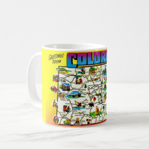Vintage farbige Colorado-Karten-Tasse Kaffeetasse