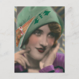 Vintage farbige Flapper-Postkarte Postkarte