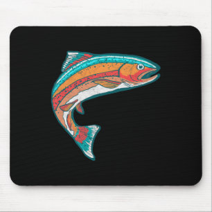 Vintage farbige Forellenfischerei Retro Fisch Graf Mousepad