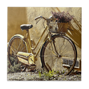 Vintage Farbige Gelbe Fahrrad Fliese