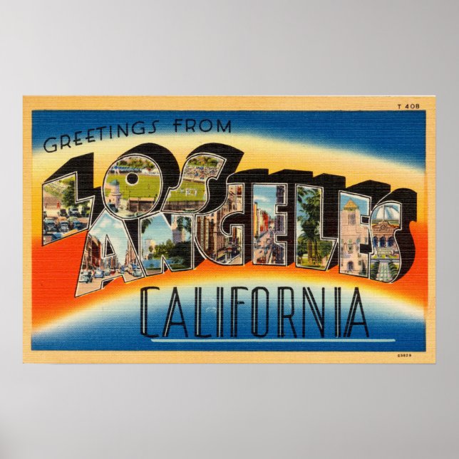 Vintage Farbige Grüße aus Los Angeles Poster (Vorne)