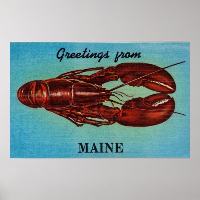 Vintage Farbige Grüße aus Maine Lobster Poster (Vorne)