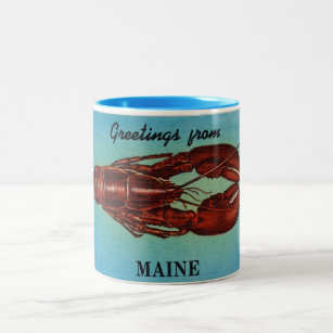 Vintage Farbige Grüße aus Maine Lobster Zweifarbige Tasse
