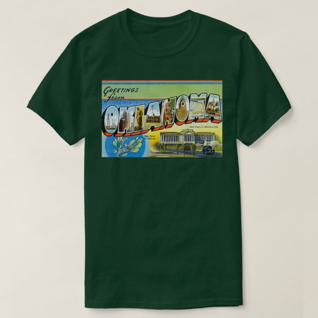 Vintage Farbige Grüße aus Oklahoma T-Shirt (Design vorne)