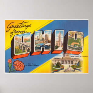 Vintage Farbige Grüße von Ohio Poster