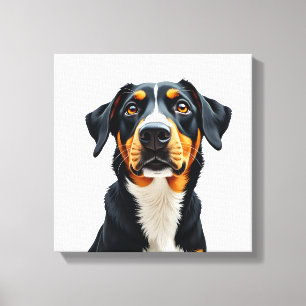 Vintage-farbige Hund-Porträt-Illustration Retro-P Leinwanddruck