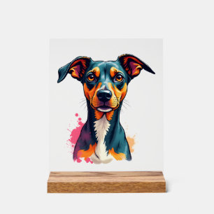 Vintage-farbige Hunderporträt-Pop-Art-Illustration Acrylschild