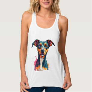 Vintage-farbige Hunderporträt-Pop-Art-Illustration Tank Top