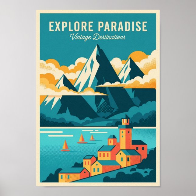 Vintage Farbige Reise Drucke Poster (Vorne)