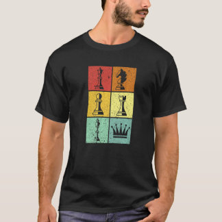 Vintage Farbige Schachfiguren Schachmeister Liebe T-Shirt