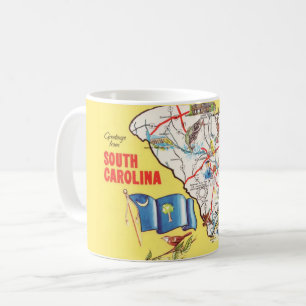 Vintage Farbige South Carolina Karte Tasse