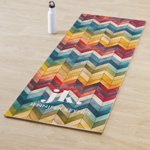 Vintage Farbige Zickzack Monogramm-Regenbogen Yogamatte