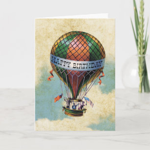 Vintage Farbiger Heißluftballon Alles Gute zum Geb Karte