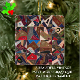 Vintage Farbpatchwork Crazy Quildesign Keramikornament