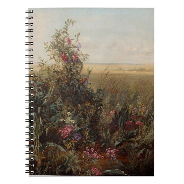 Vintage Farbwiese mit Wildblumen Design Notizblock (Vorderseite)