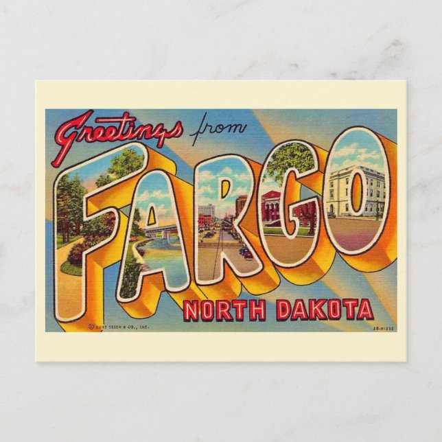 Vintage-Fargo-ND-Postkarte Postkarte (Vorderseite)