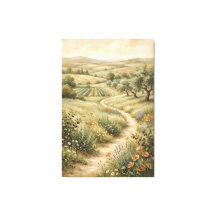 Vintage Farm Landscape Wall Art Canvas Print