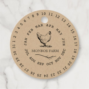 Vintage Farm mit Dattel-Eierkarton Geschenkanhänger