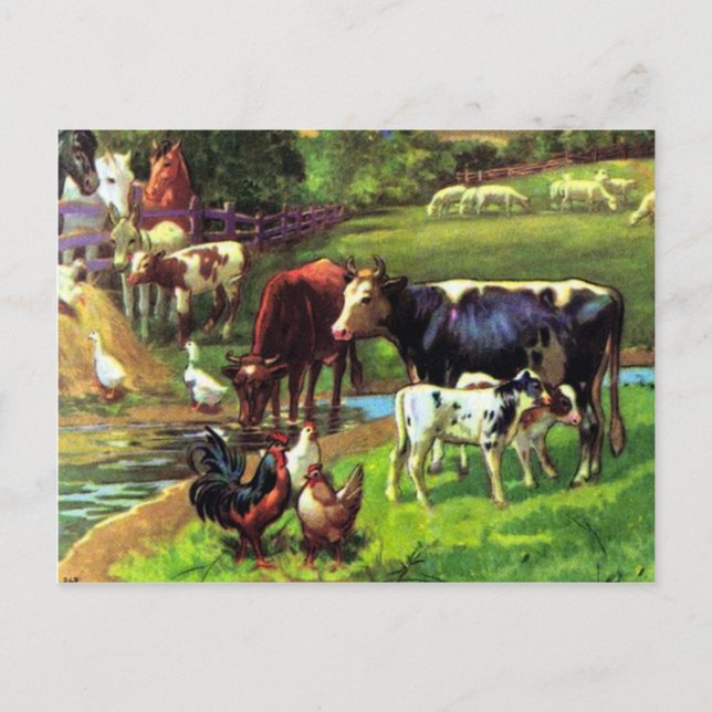 Vintage Farm Postkarte (Vorderseite)