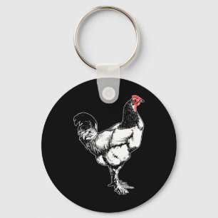 Vintage Farm Rooster Minimalist Hühnerdesign _1  Schlüsselanhänger