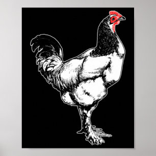 Vintage Farm Rooster Minimalist Hühnerdesign _4 Poster