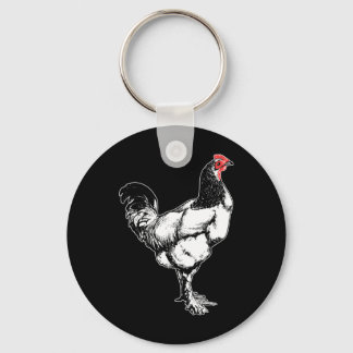 Vintage Farm Rooster Minimalist Hühnerdesign _4  Schlüsselanhänger