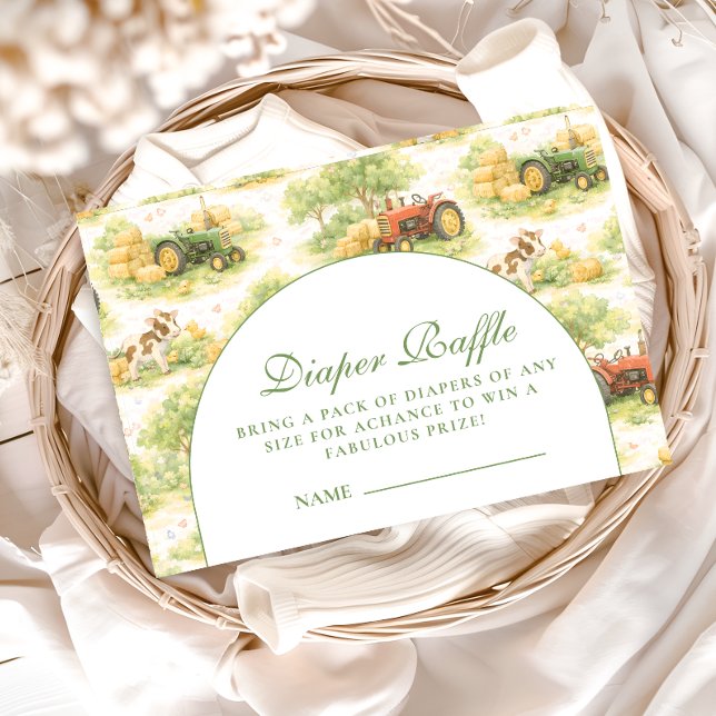 Vintage Farm Tractor Countryside Diapper Raffle Begleitkarte (Von Creator hochgeladen)