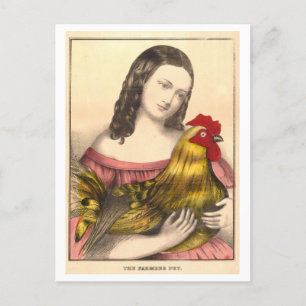 Vintage-Farmer-Pet-Hahn-Postkarte Postkarte
