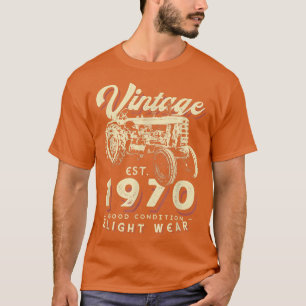 Vintage Farmer Tractor Established 1970 52nd Birth T-Shirt