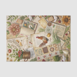 Vintage Farmhouse Collage Seidenpapier