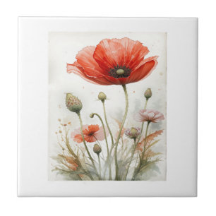 Vintage Farmhouse-Dekor rote Mohn-Gartenblume Fliese