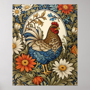 Vintage Farmhouse-Henne und Gänseblümchen Poster
