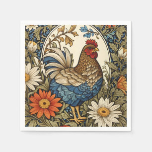 Vintage Farmhouse-Henne und Gänseblümchen Serviette