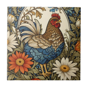Vintage Farmhouse Huhn und Gänseblümchen Fliese