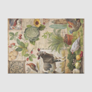 Vintage Farmhouse-Tiercollage Seidenpapier
