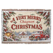 Vintage Farmhouse Weihnachten Roter LKW Wurfdecke