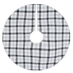 Vintage Farmhouse weiß und schwarz kariert Polyester Weihnachtsbaumdecke