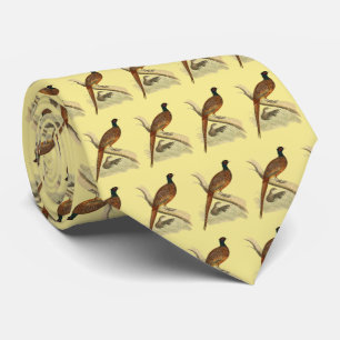 Vintage Fasan auf Ast Jagdvogel Zeichnung Farbe Krawatte