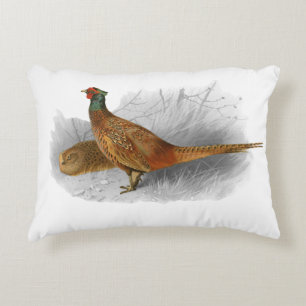 Vintage Fasan Jagdvogel Zeichnung Farbe #3 Dekokissen